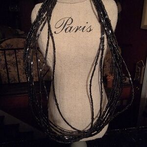 Elegant Black Beaded Necklace